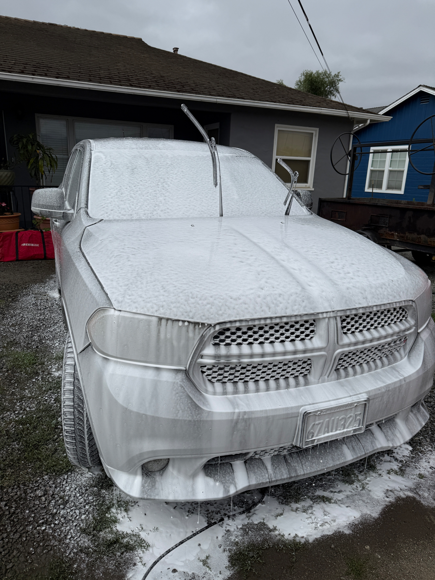 Dodge Durango covered in foam soap