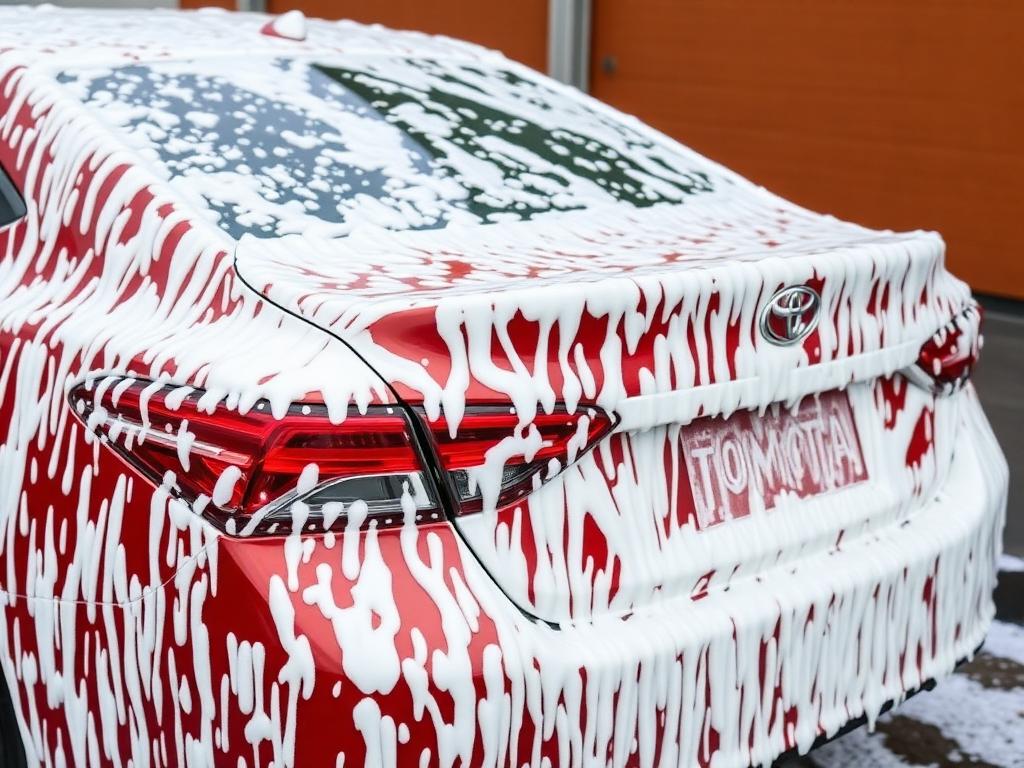 Toyota Camry covered in foam soap