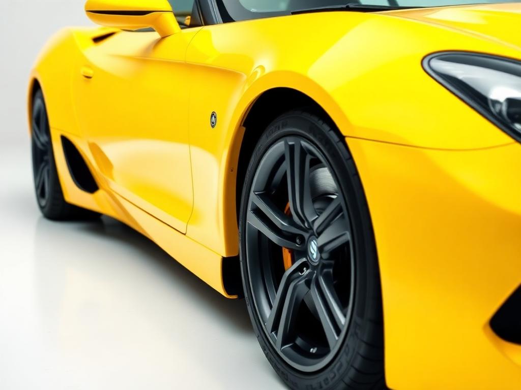 Yellow sports car polished