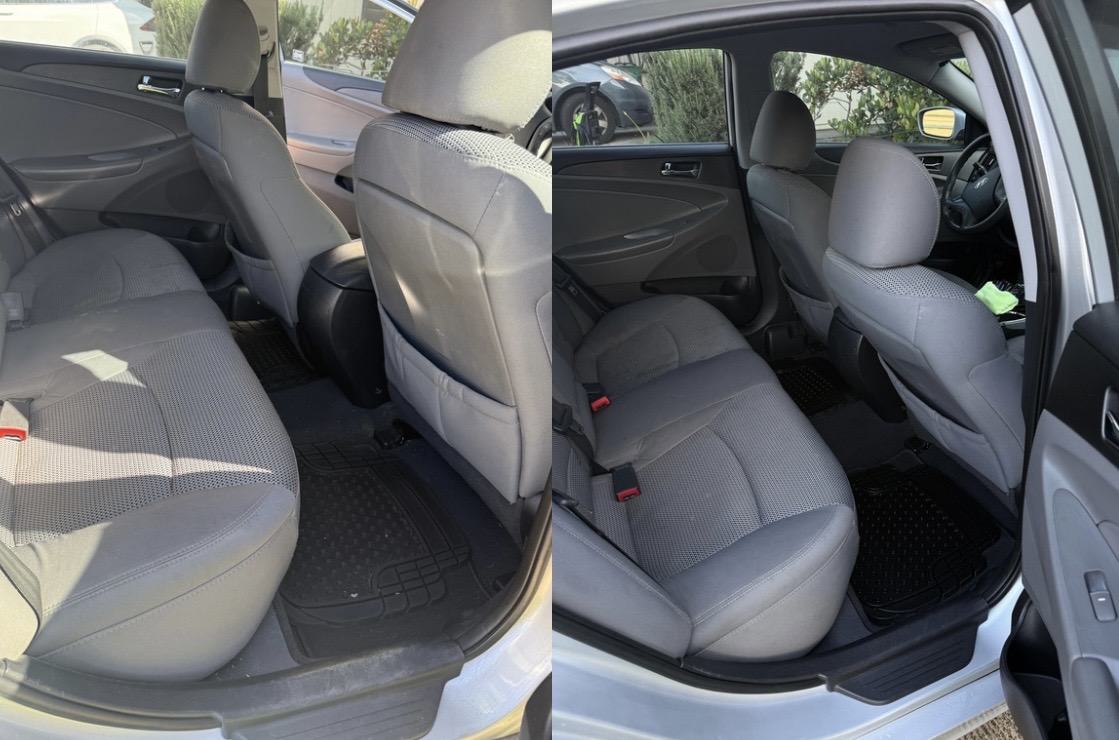 Hyundai Sonata rear seats before and after detail