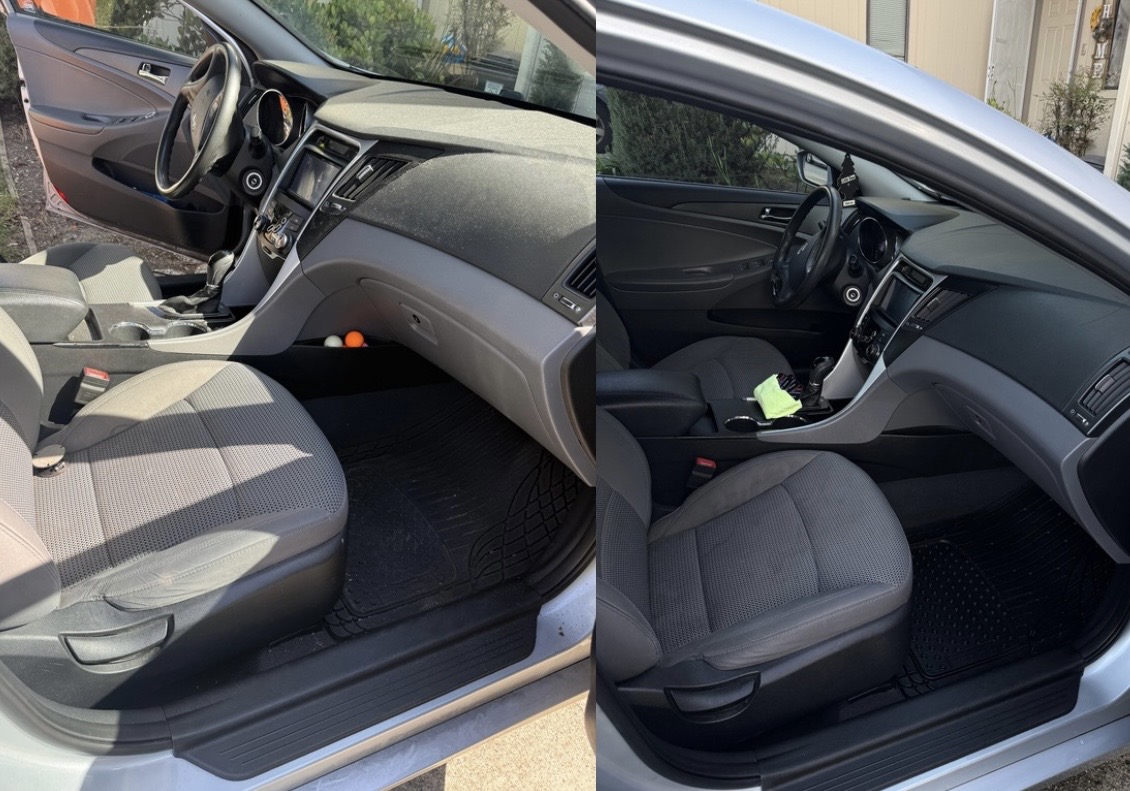 Hyundai Sonata front interior before and after detail